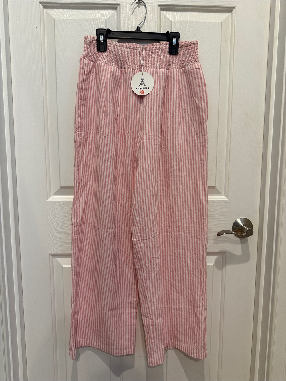 Anrabess Pink Stripe Wide-Leg Lounge Pants